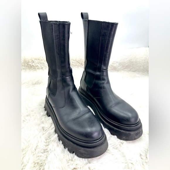 ALOHAS All Rounder chunky leather Boots Black Sz 9 Goth - Picture 7 of 16